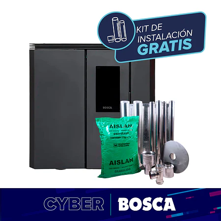 Estufa a pellet de pasillo Black Vision Fit charcoal + kit de instalación