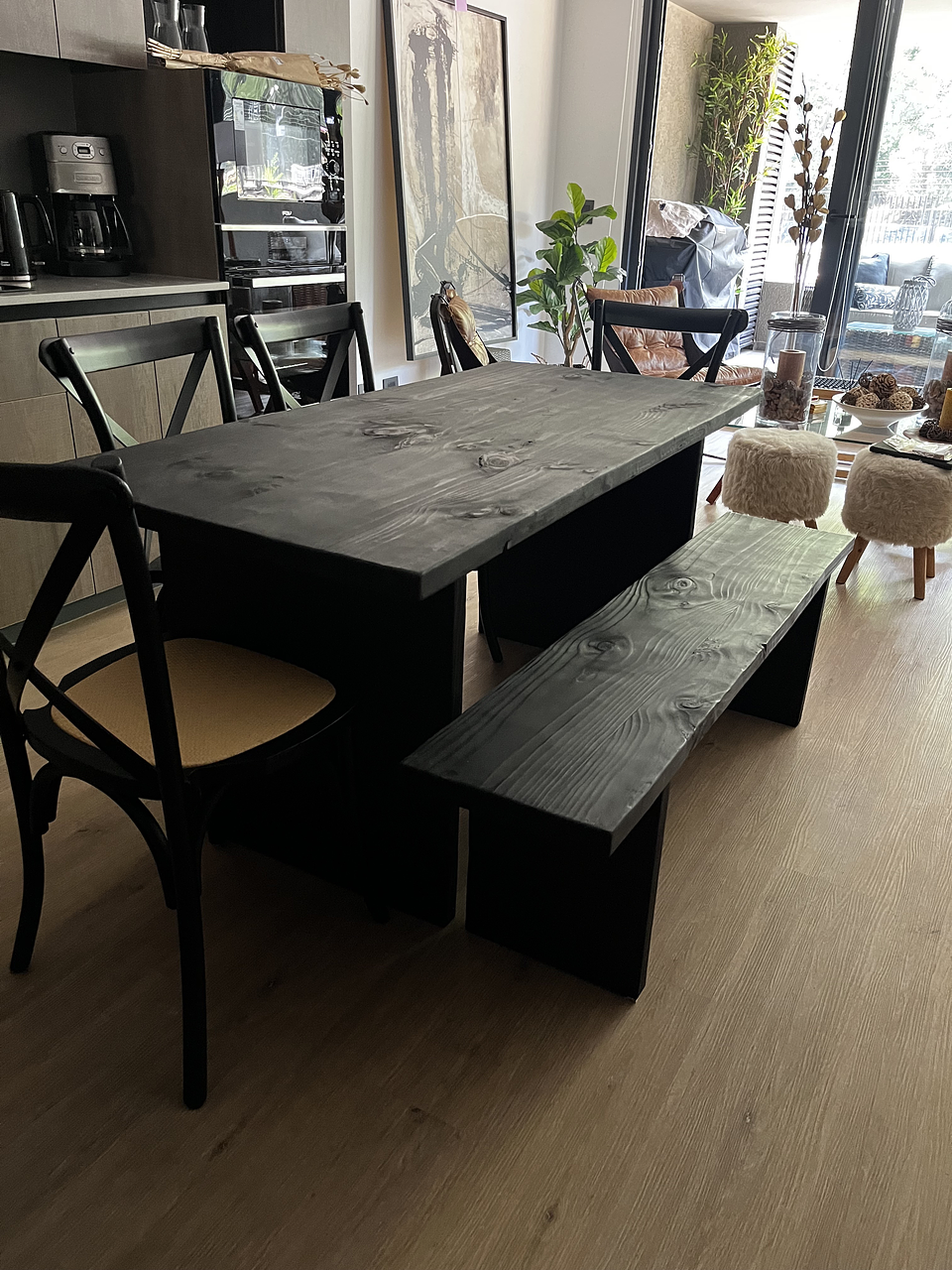 Mesa de Comedor Carbonizada — Mesa de madera carbonizada Yakisugi 食 3