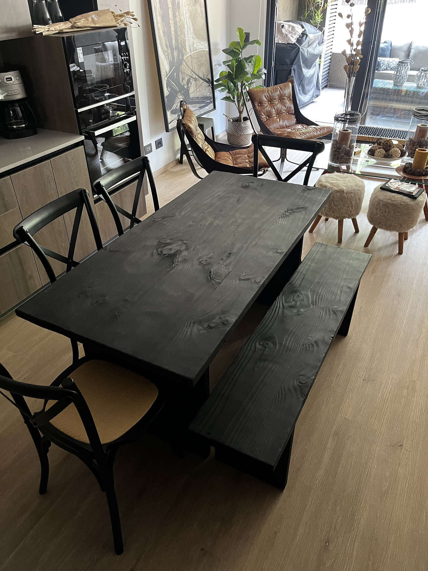Mesa de Comedor Carbonizada — Mesa de madera carbonizada Yakisugi 食 4
