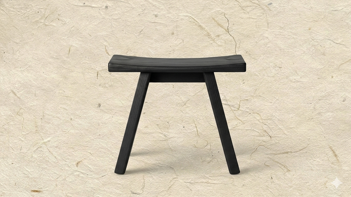 Piso Hanoi — Taburete de madera carbonizada Yakisugi 床 1