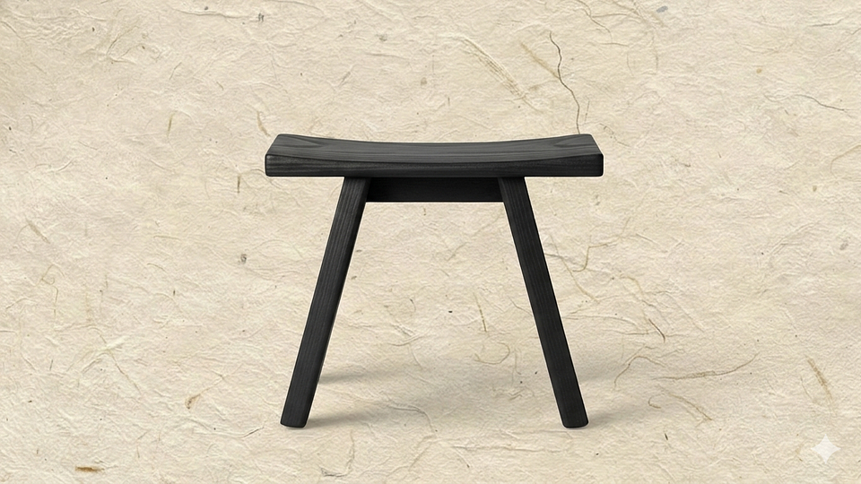 Piso Hanoi — Taburete de madera carbonizada Yakisugi 床 1