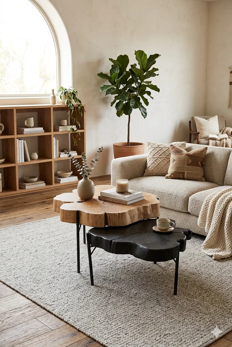 Mesa Bakkurā 日食 — Mesa de centro de ciprés natural y carbonizado 2