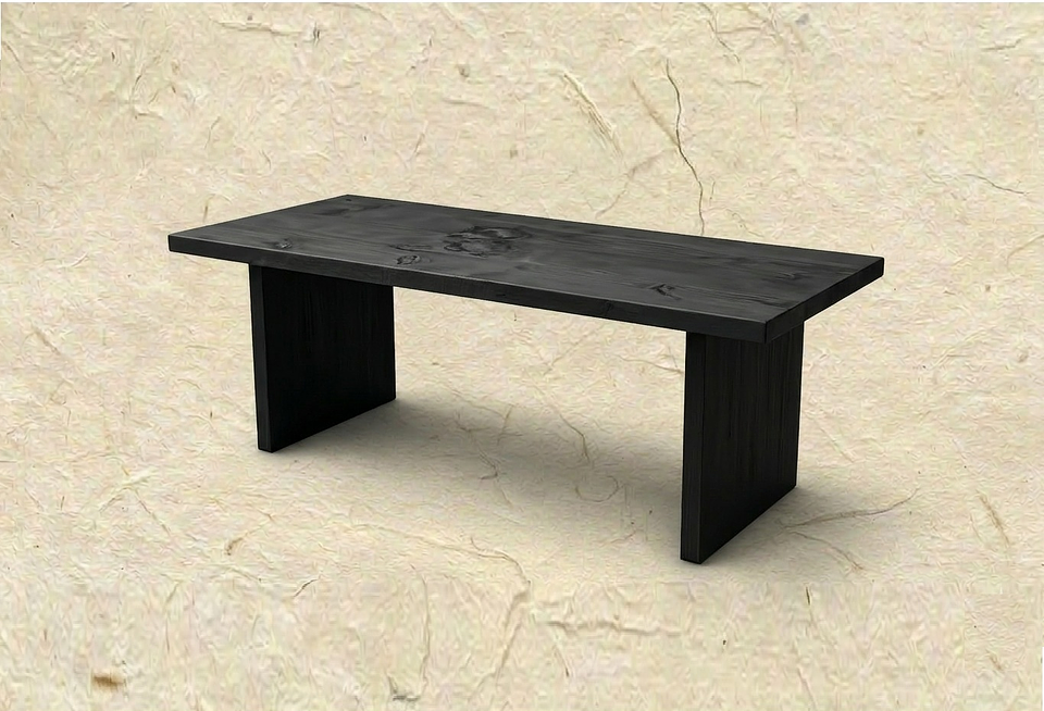 Mesa de Comedor Carbonizada — Mesa de madera carbonizada Yakisugi 食 2