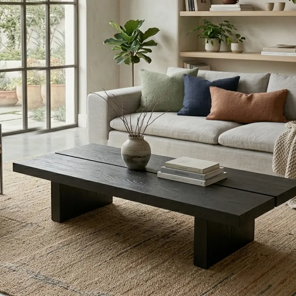 Mesa Centro Roteburu 中 — Mesa de centro de madera carbonizada 2