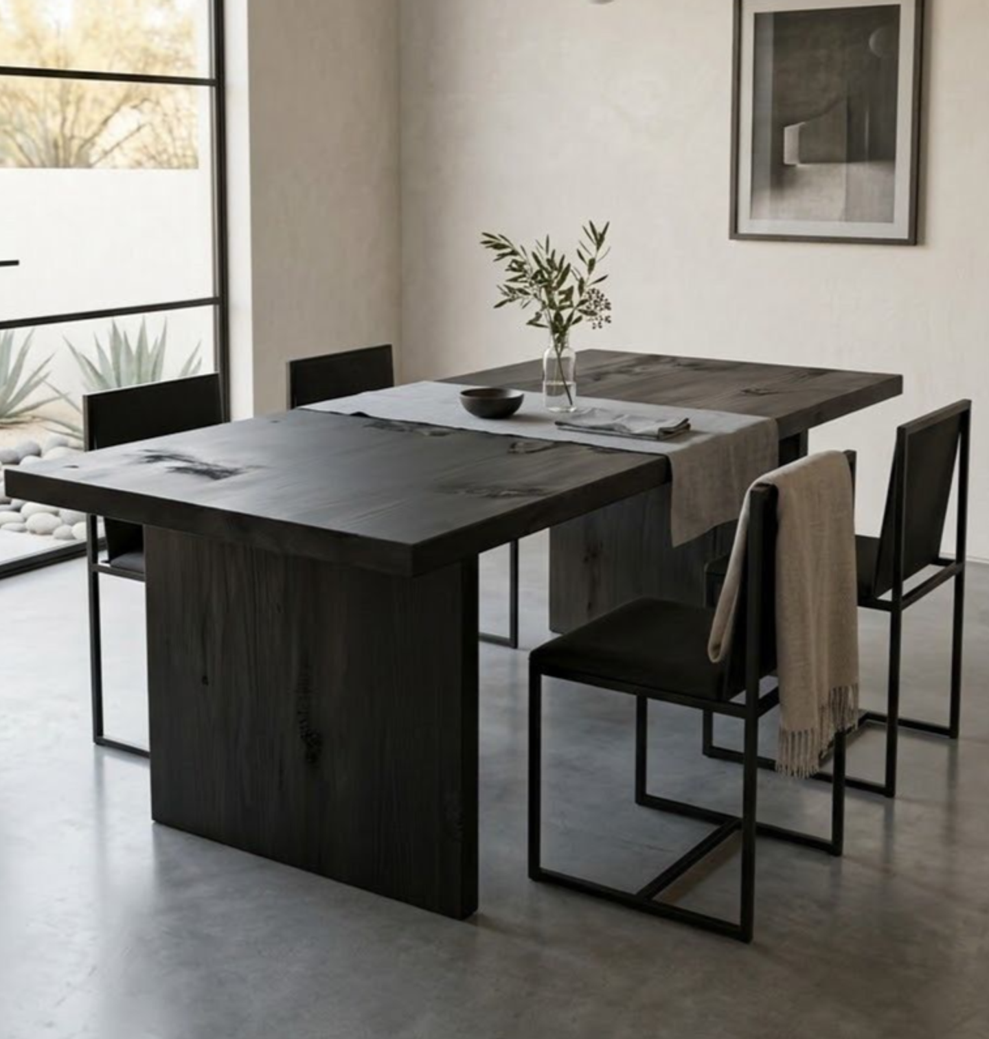Mesa de Comedor Carbonizada — Mesa de madera carbonizada Yakisugi 食 1