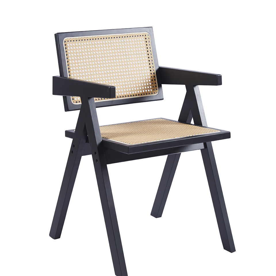 Silla Sitial Butaca Chandigarh Madera Rattan Natural o Negra 色 3