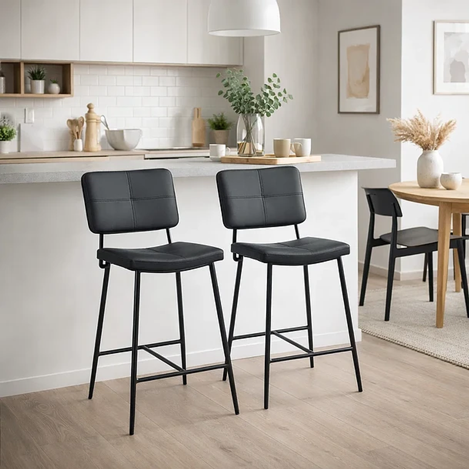 Taburete Alto Bronx con Patas Metálicas Negro o Café ブ 3