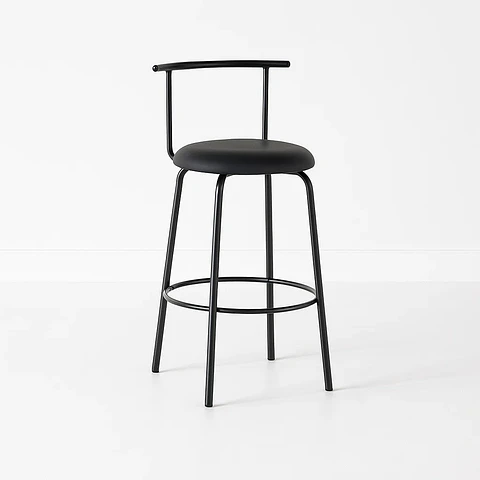 Taburete Oslo Metal y Cuero Sintético - Negro