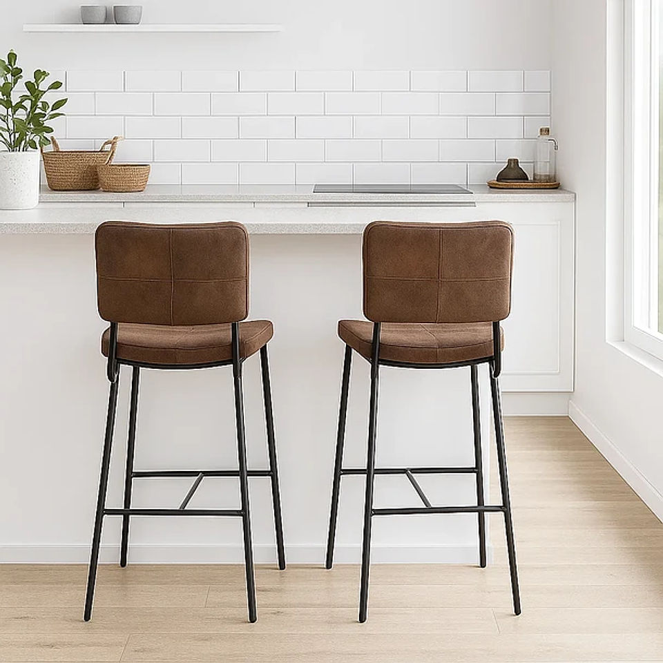 Taburete Alto Bronx con Patas Metálicas Negro o Café ブ 5