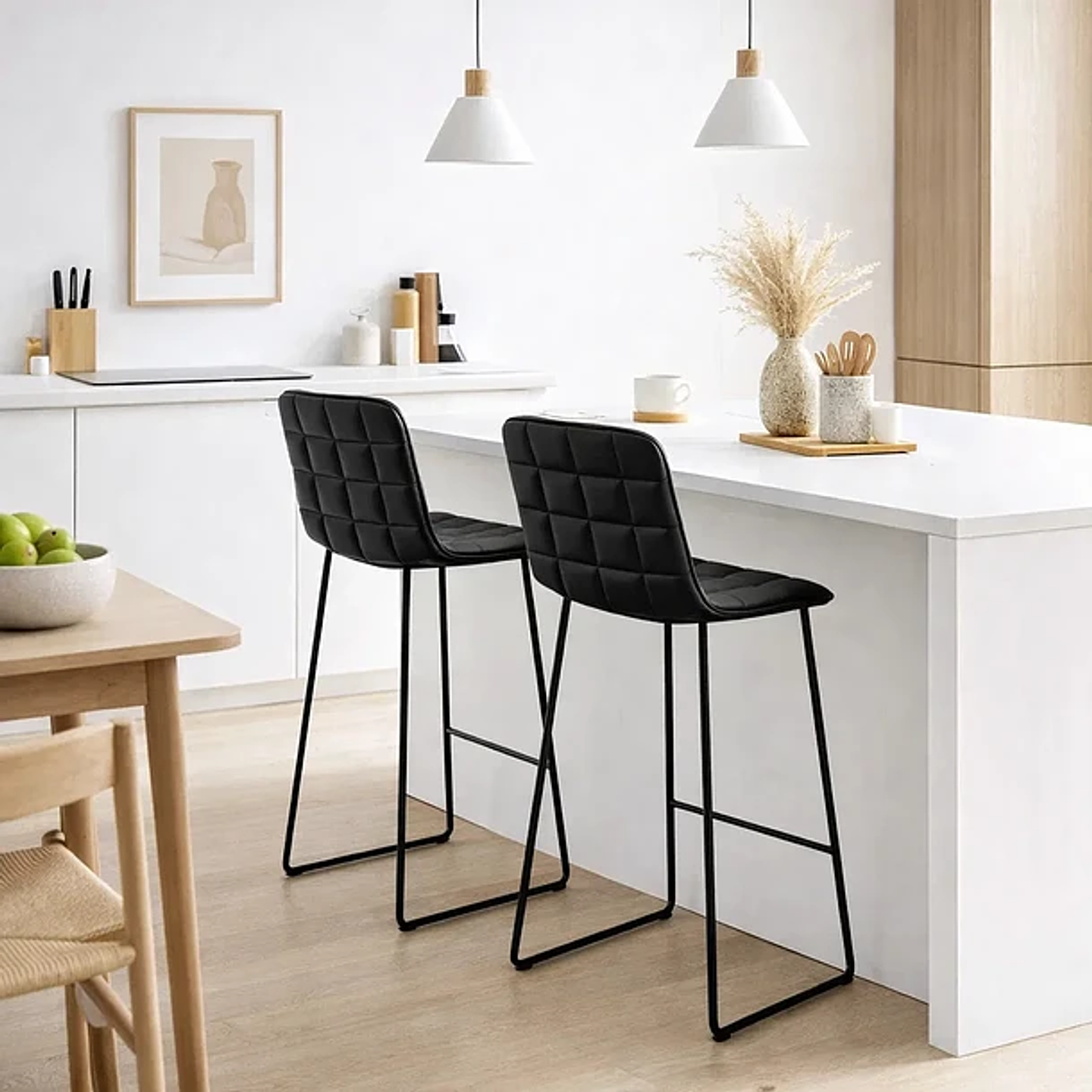 Taburete Alto Milano Cuero Sintetico con Patas Metálicas Estilo Industrial 2