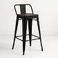 Taburete Tolix Negro Alto con Respaldo para bar o terraza - Miniatura 2
