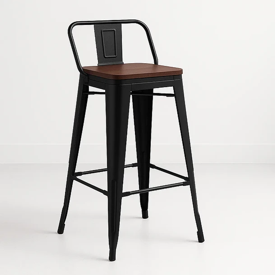 Taburete Tolix Negro Alto con Respaldo para bar o terraza 2