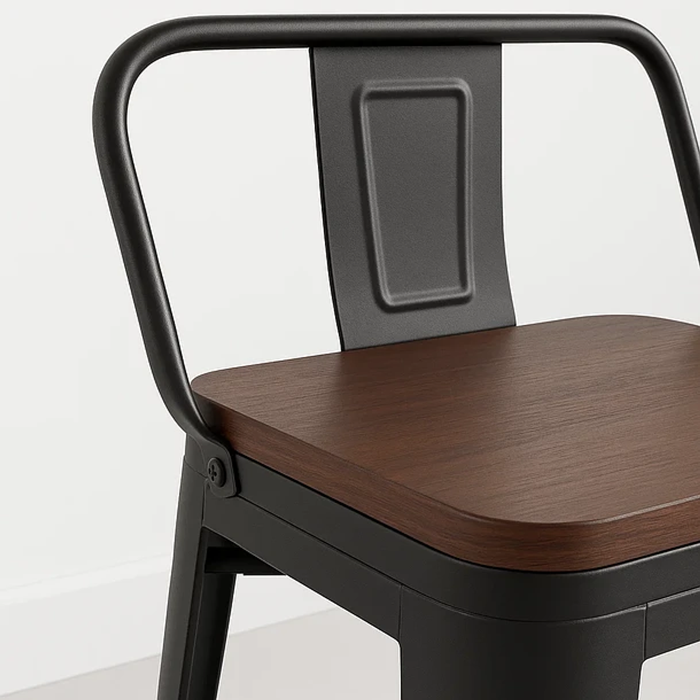 Taburete Tolix Negro Alto con Respaldo para bar o terraza 5