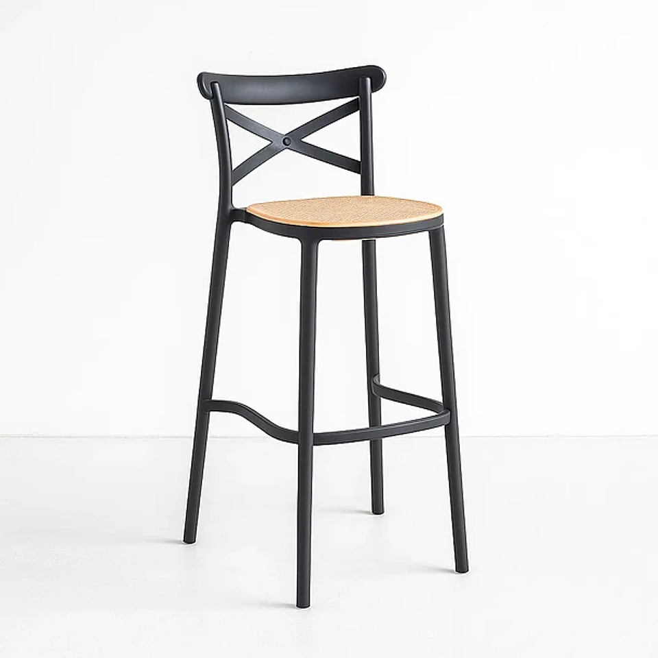 Taburete Crossback Danubio Piso de Bar o Terraza Exterior - Negro 1