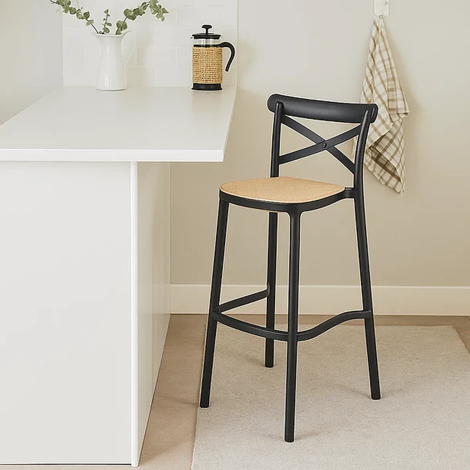 Taburete Crossback Danubio Piso de Bar o Terraza Exterior - Negro 2