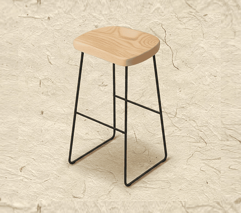 Tabu Natural 自然 — Taburete de madera natural y acero