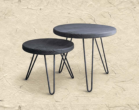 Maru 丸 — Mesa de centro de doble nivel en madera carbonizada