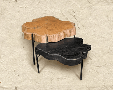 Mesa Bakkurā 日食 — Mesa de centro de ciprés natural y carbonizado