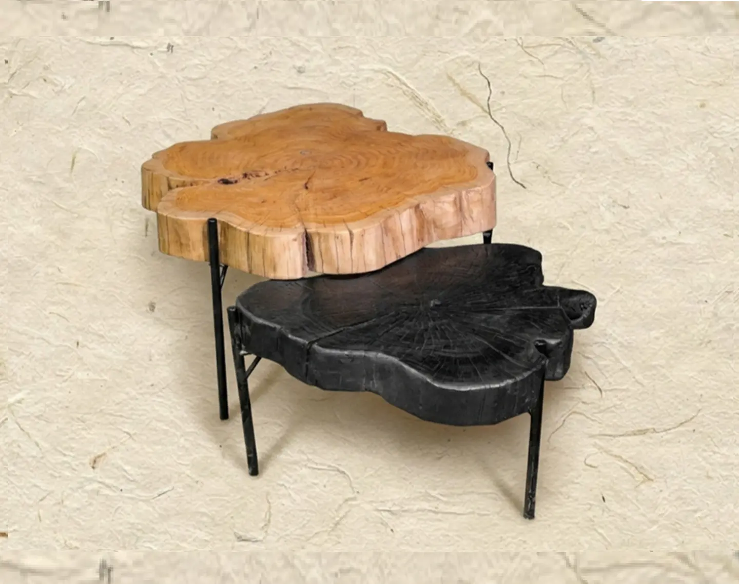 Mesa Bakkurā 日食 — Mesa de centro de ciprés natural y carbonizado 1