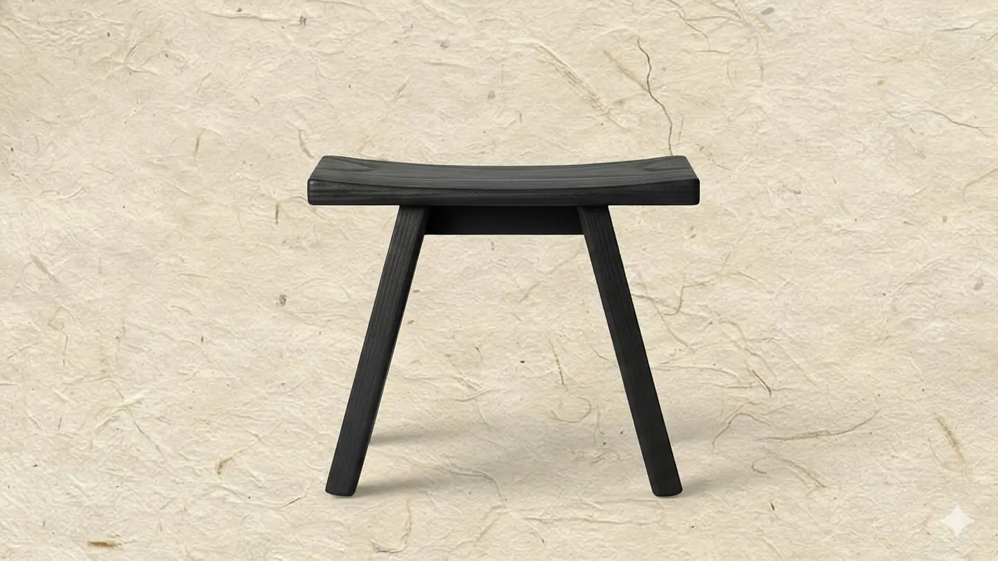 Piso Hanoi — Taburete de madera carbonizada Yakisugi 床- 3D 1