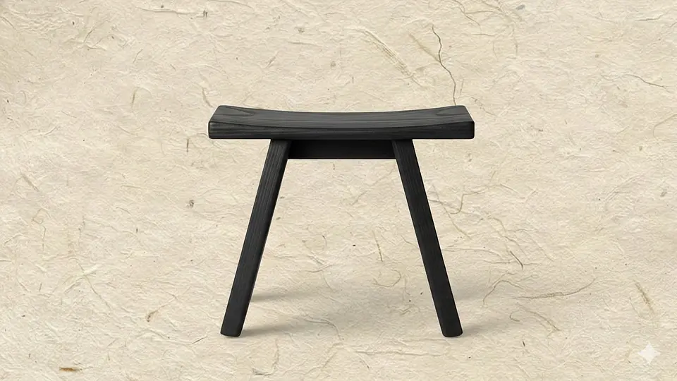 Piso Hanoi — Taburete de madera carbonizada Yakisugi 床- 3D 1