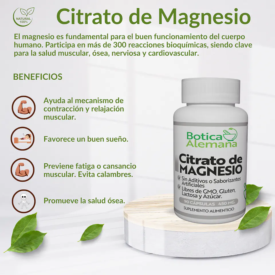 Citrato de Magnesio, 90 cápsulas 450 mg 4