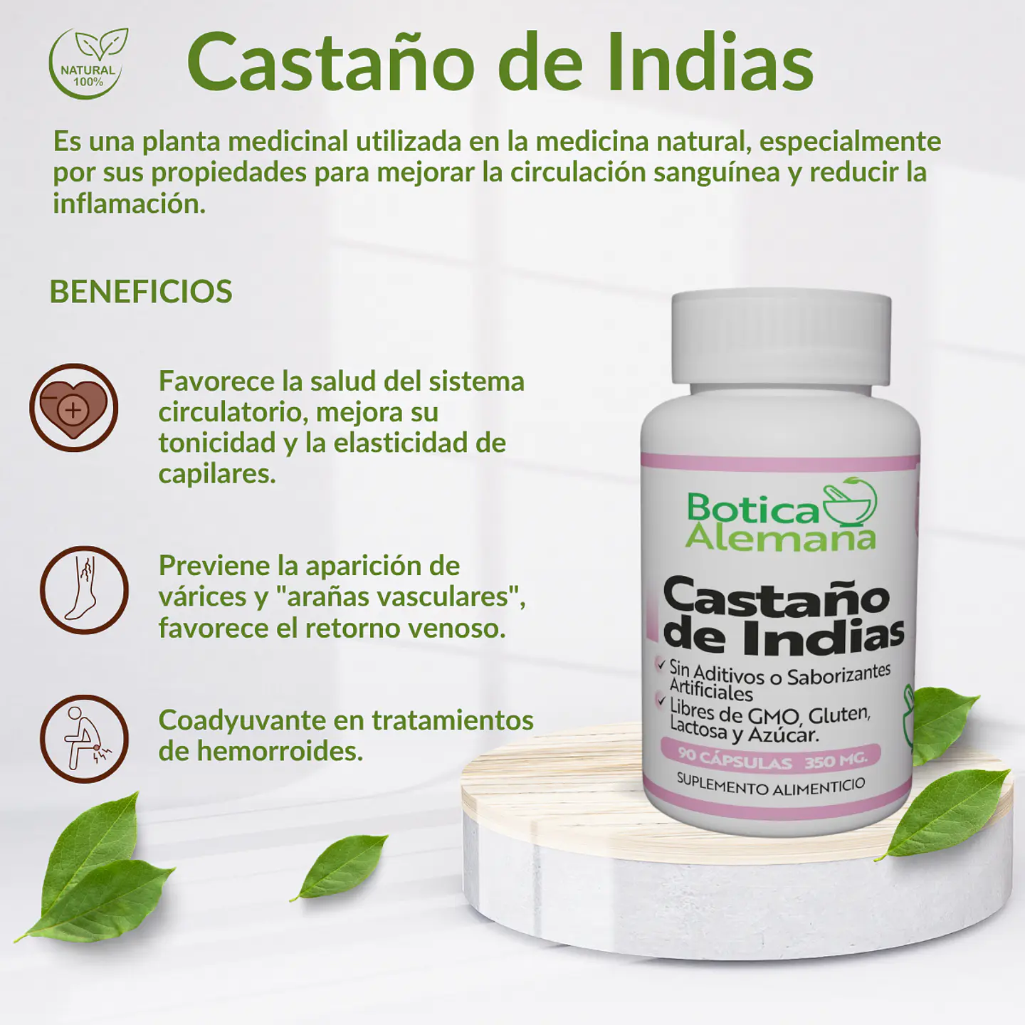 Castaño de Indias, 90 cápsulas 350mg 4