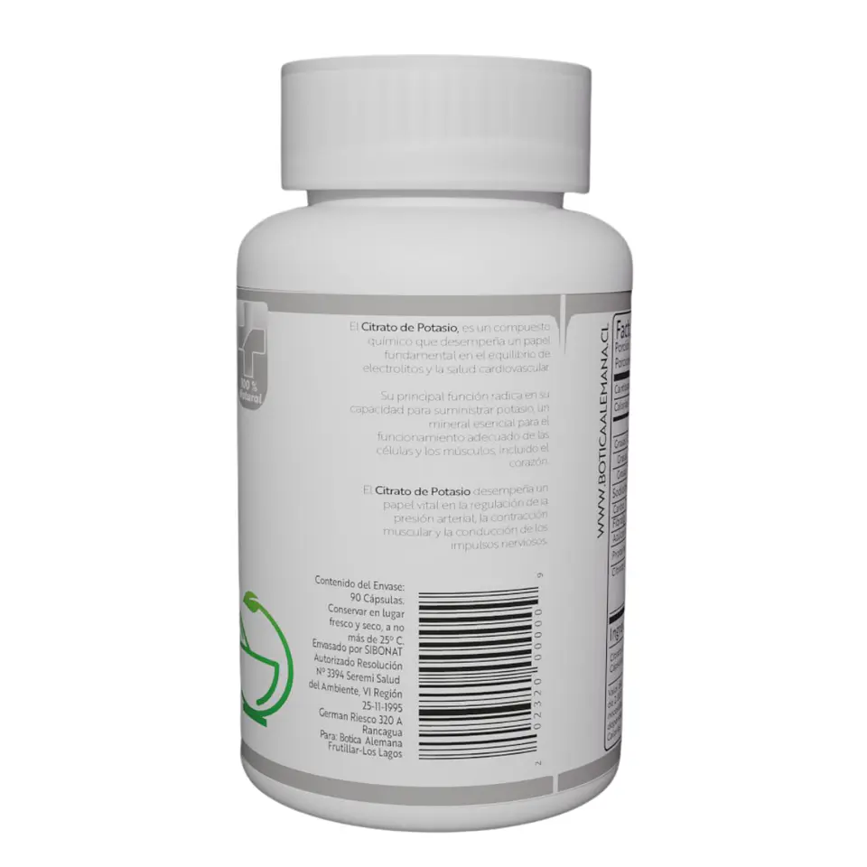 Citrato de Potasio, 90 cápsulas 450 mg 3