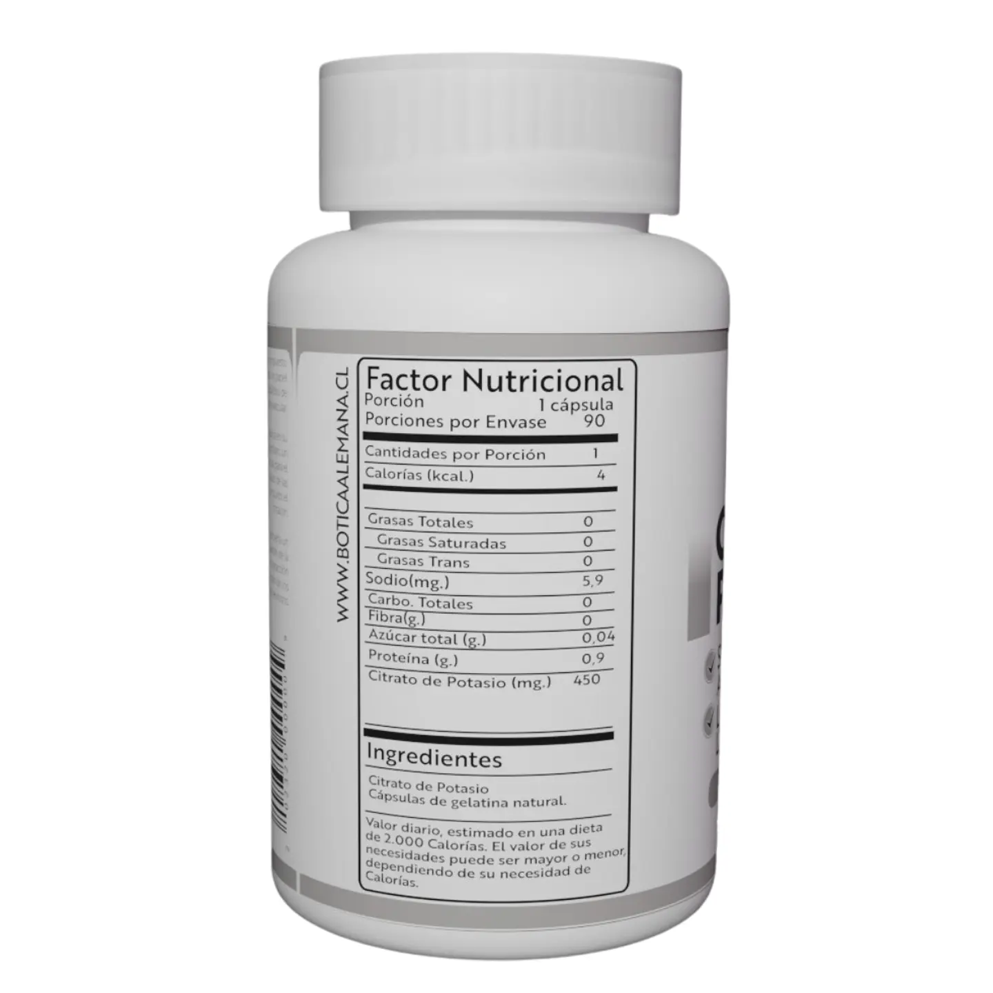 Citrato de Potasio, 90 cápsulas 450 mg 2