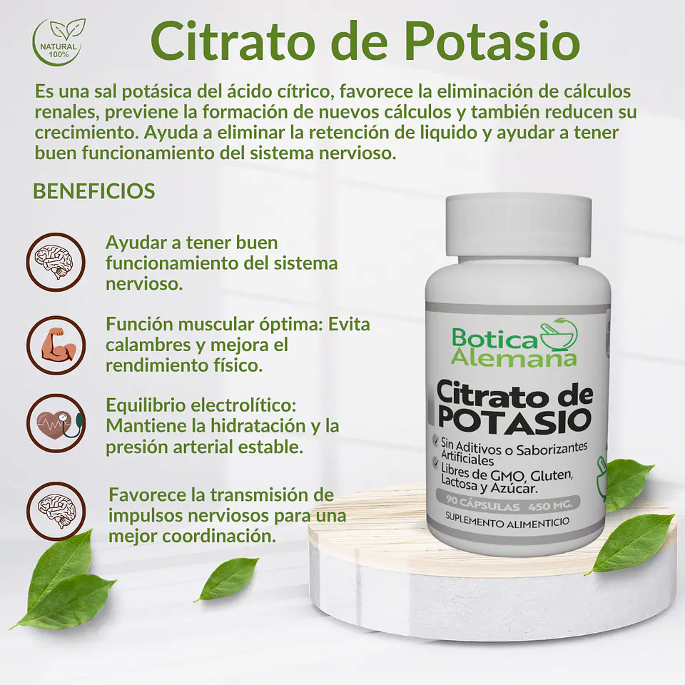 Citrato de Potasio, 90 cápsulas 450 mg 4