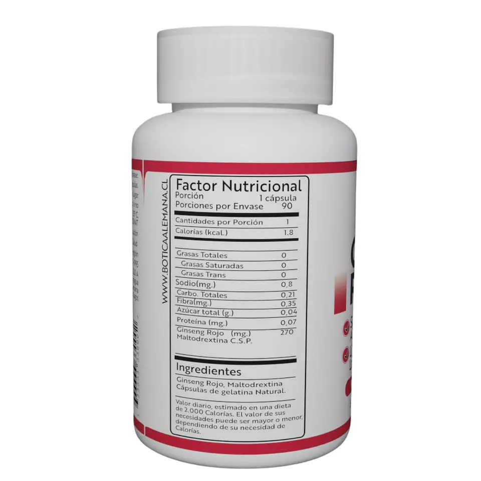 Ginseng Rojo, 90 cápsulas 270 mg 2