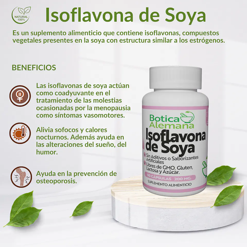 Isoflavona de Soya, 90 cápsulas 200 mg 4
