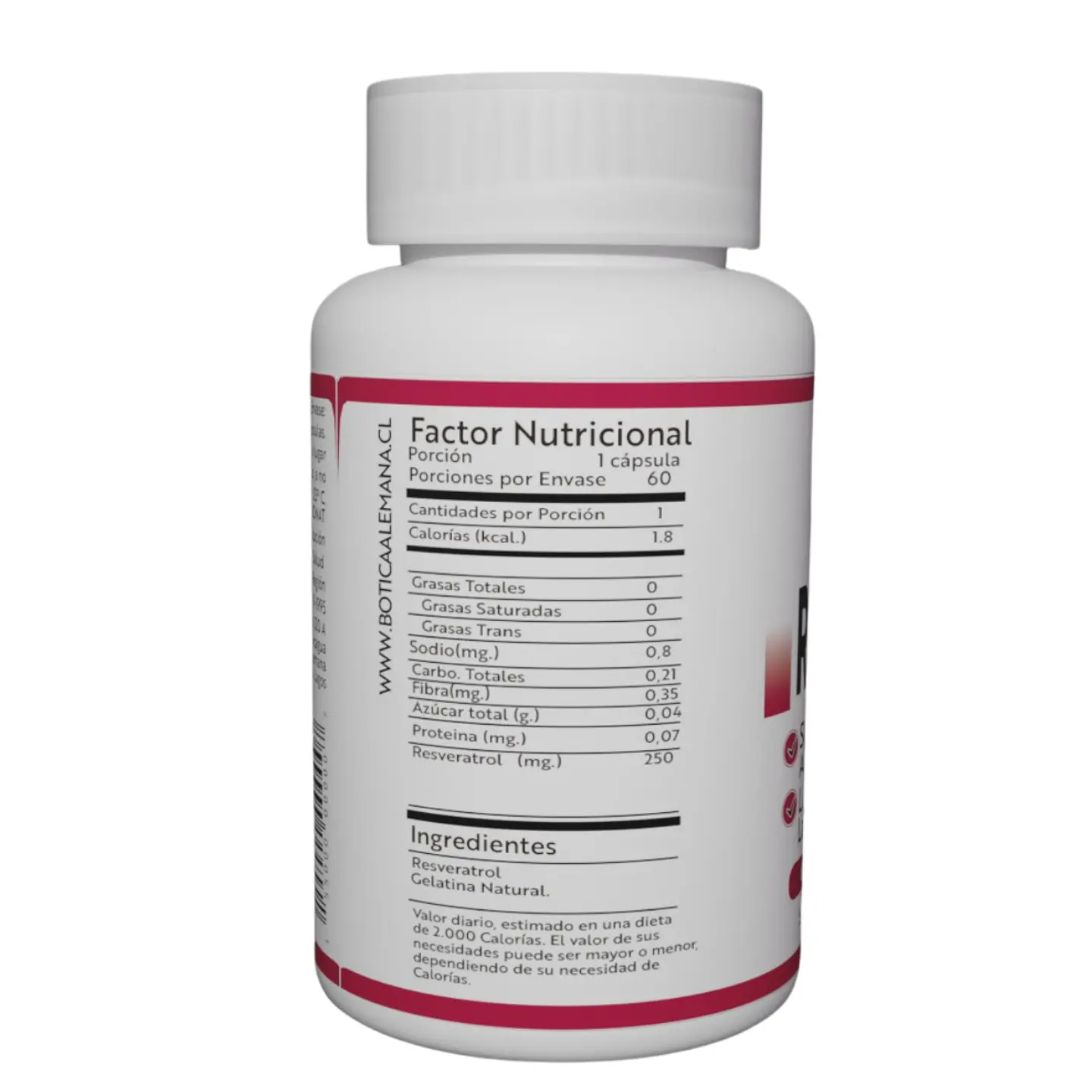 Resveratrol, 60 cápsulas 250 mg 2