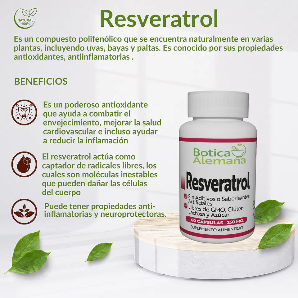 Resveratrol, 60 cápsulas 250 mg 4