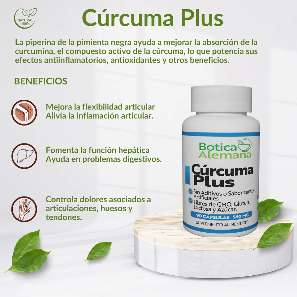 Cúrcuma Plus, 90 cápsulas 560 mg 4
