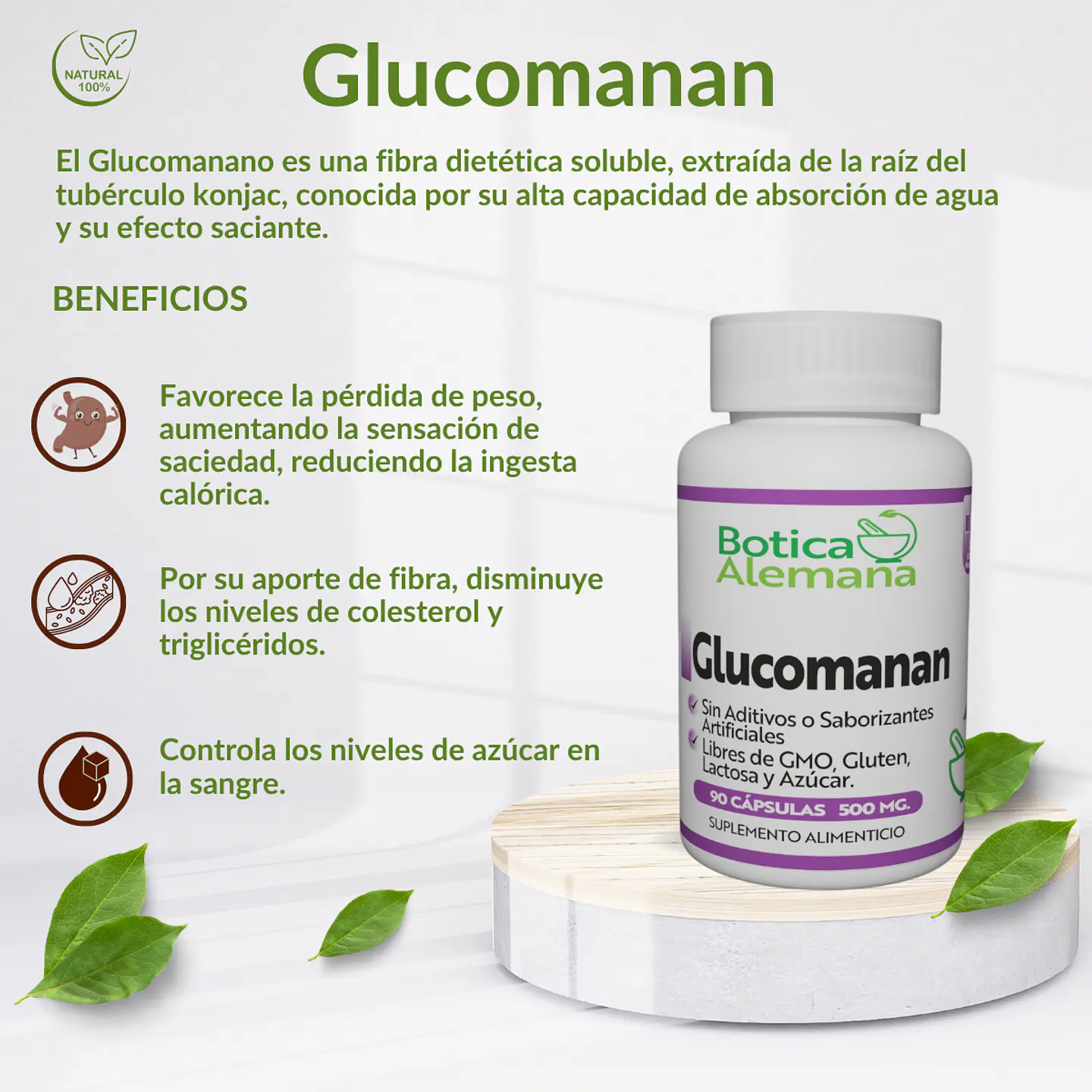 Glucomanan, 90 cápsulas 500 mg 4