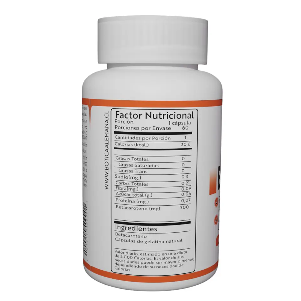 Betacaroteno, 60 cápsulas 300 mg 2