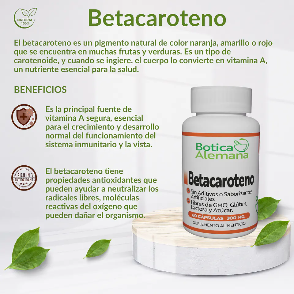 Betacaroteno, 60 cápsulas 300 mg 4