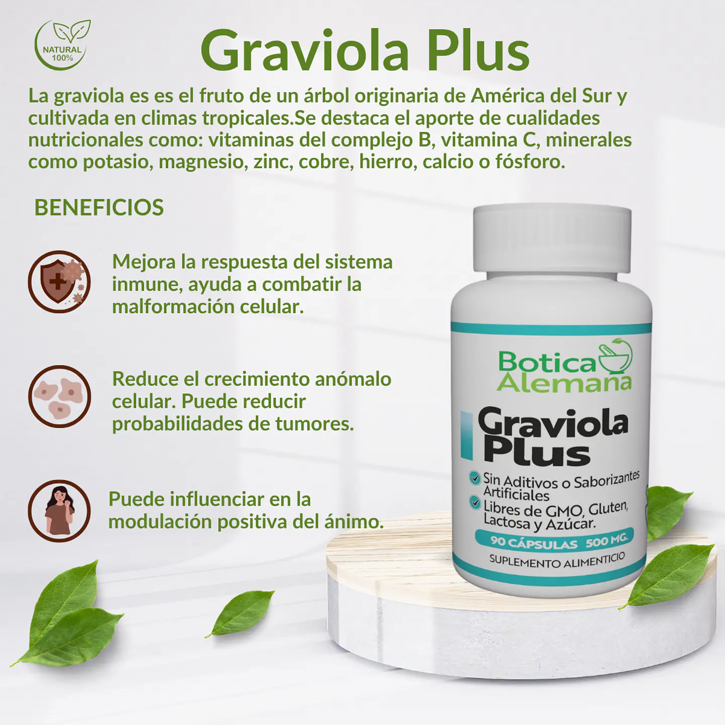 Graviola Plus, 90 cápsulas 500 mg 4