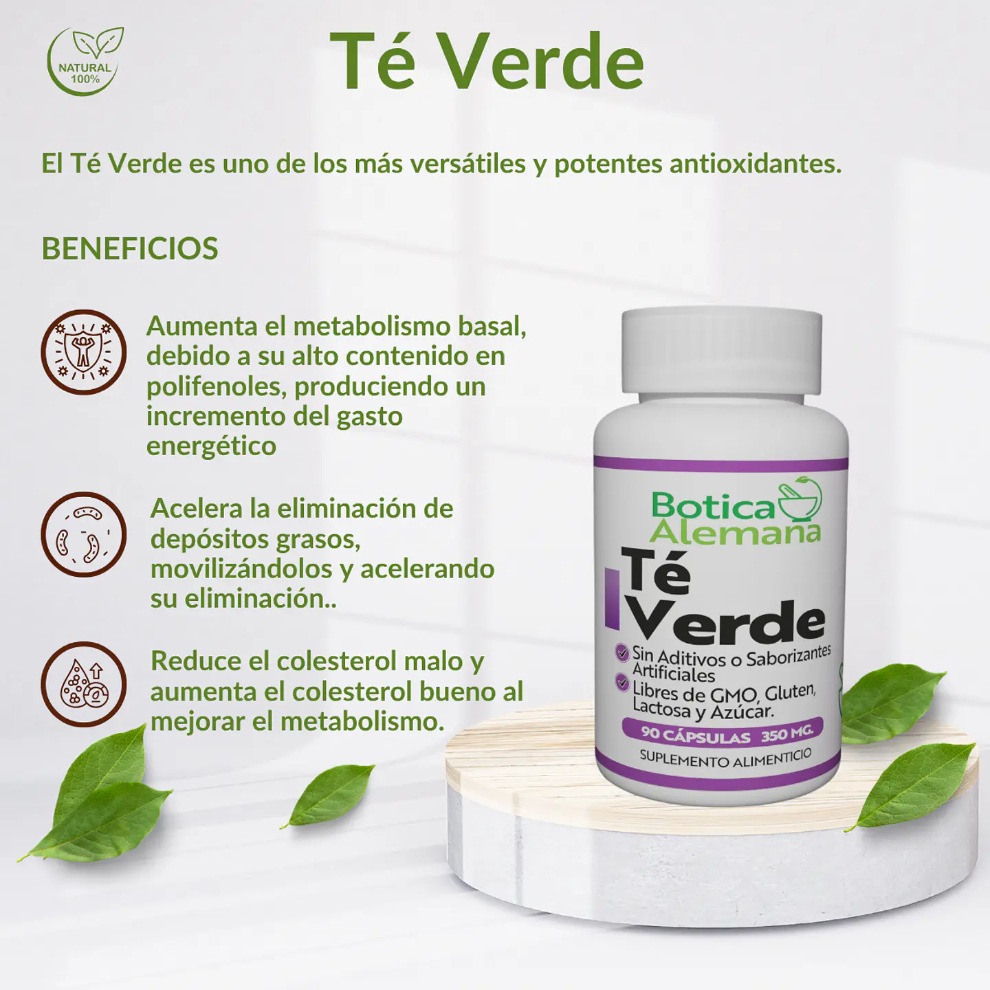 Té Verde, 90 cápsulas 350 mg 4