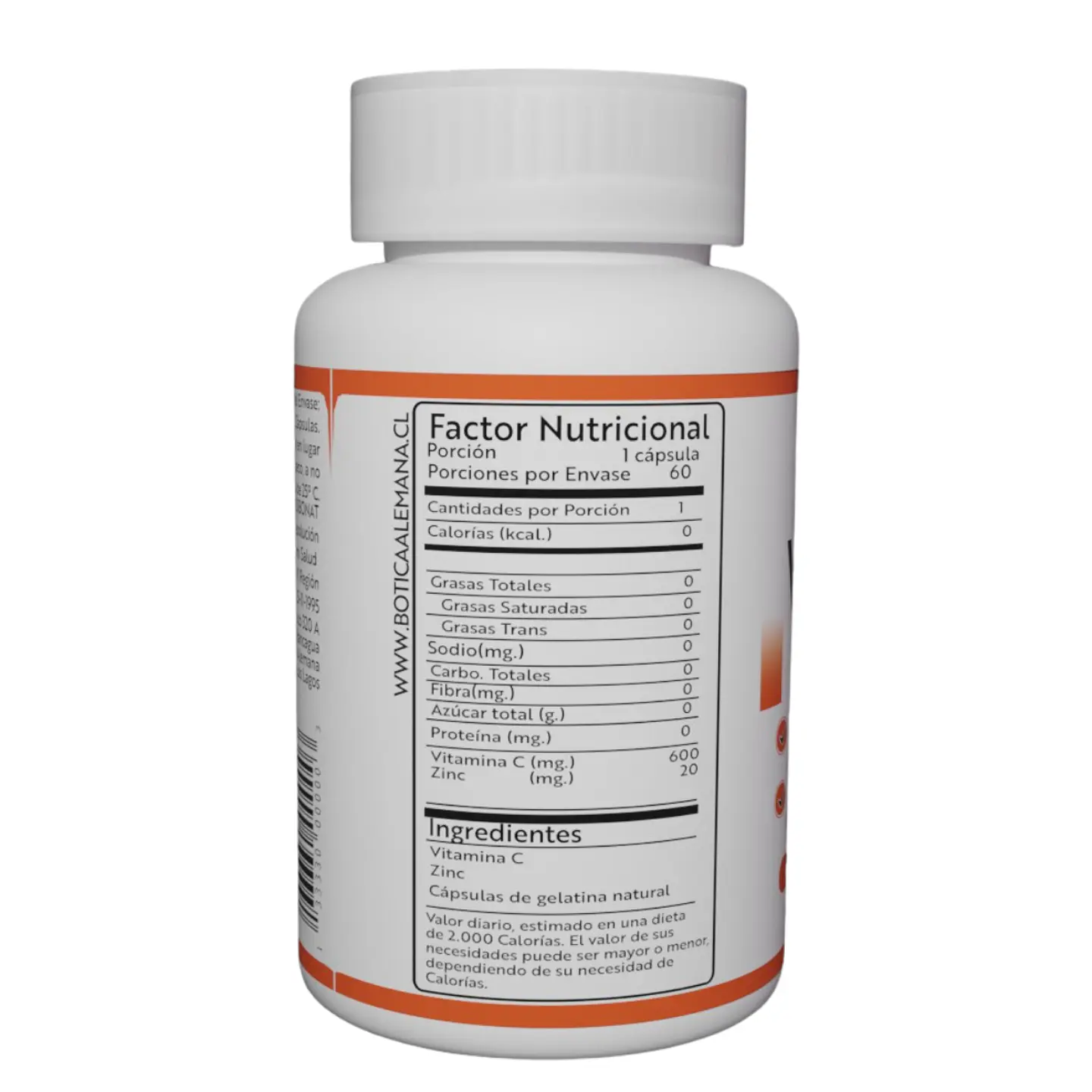 Vitamina C + Zinc, 60 cápsulas 620 mg 2