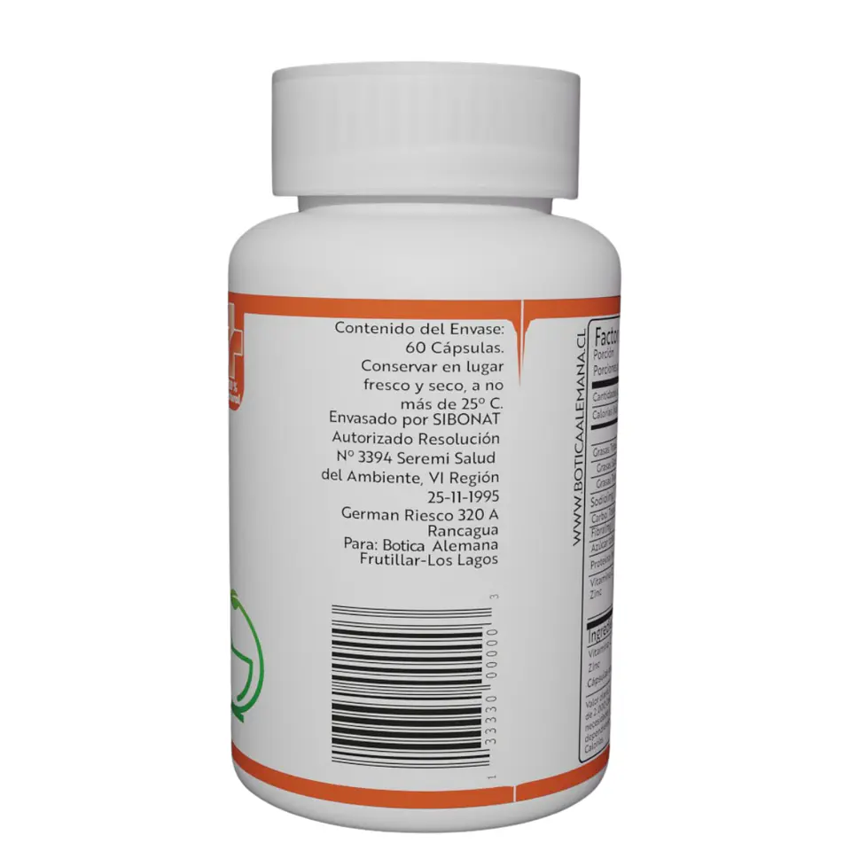 Vitamina C + Zinc, 60 cápsulas 620 mg 3