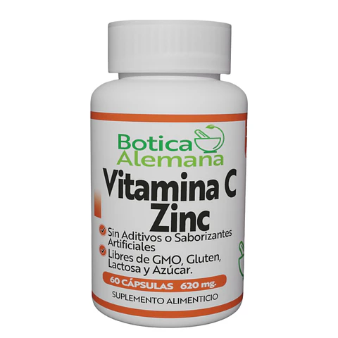 Vitamina C + Zinc, 60 cápsulas 620 mg