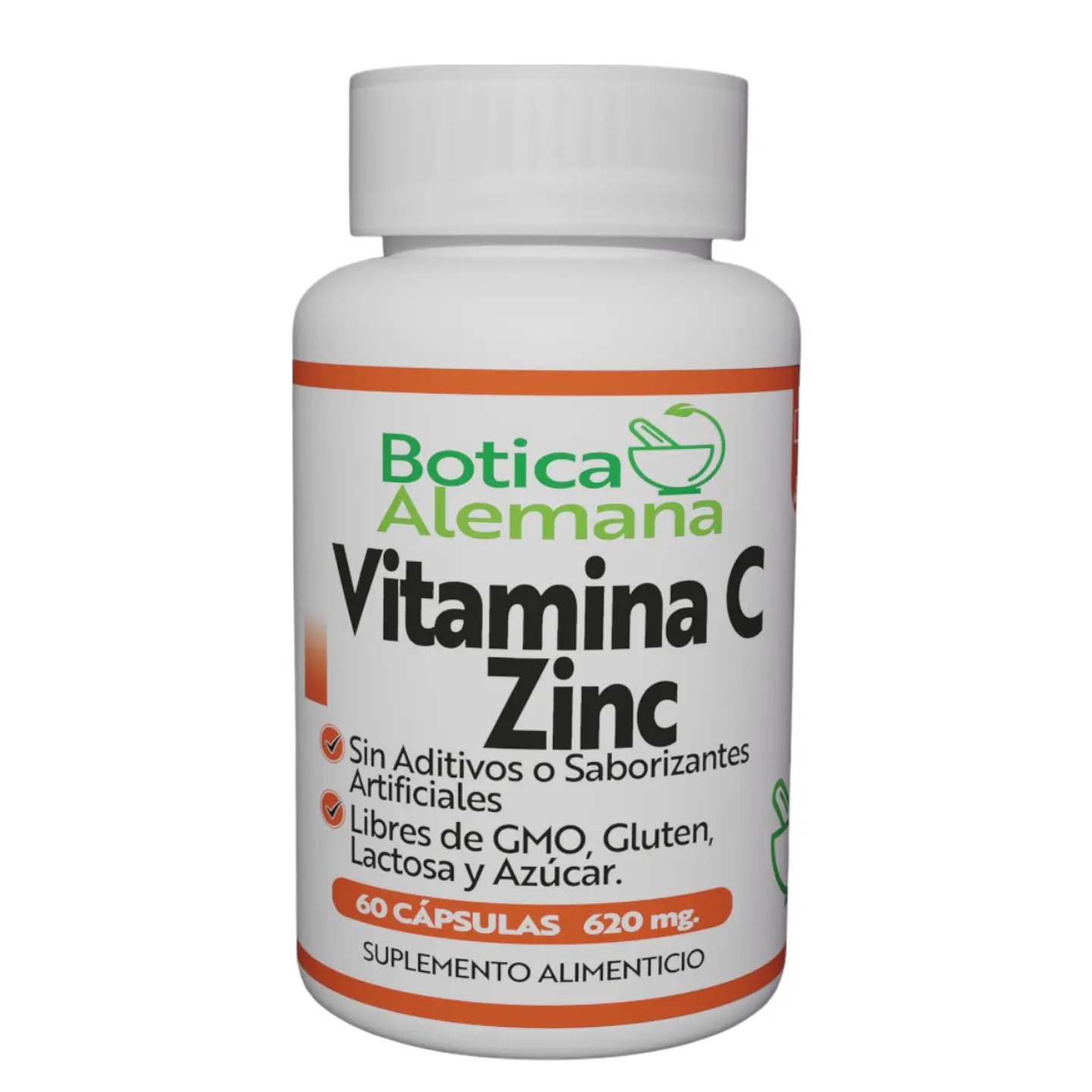Vitamina C + Zinc, 60 cápsulas 620 mg 1