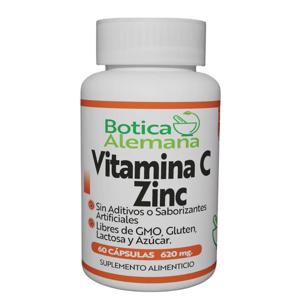 Vitamina C + Zinc, 60 cápsulas 620 mg 1