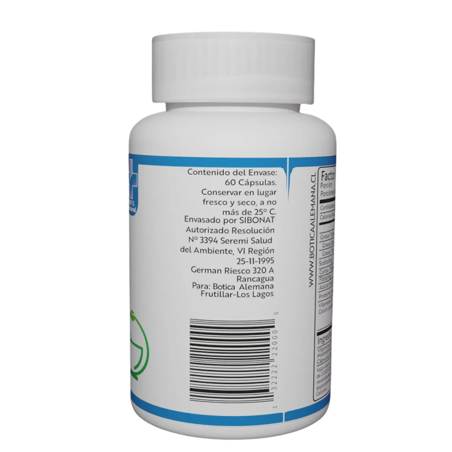 Vitamina D3 2000 UI + Calcio Lactato 600 mg, 60 cápsulas 3