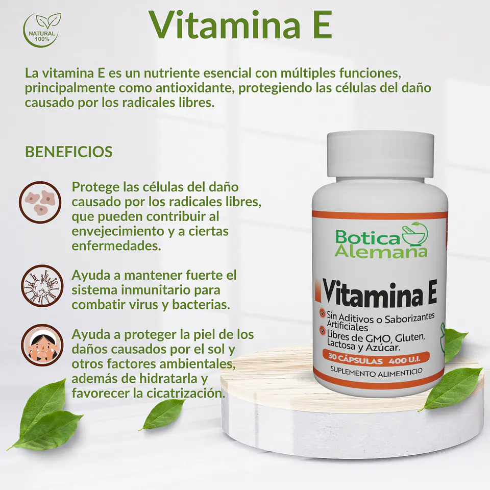 Vitamina E, 30 cápsulas 400 UI 4