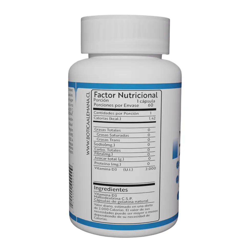 Vitamina D3, 60 cápsulas 2000 UI 2
