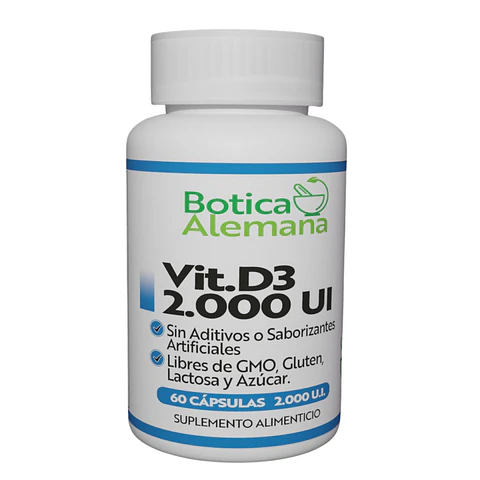 Vitamina D3, 60 cápsulas 2000 UI