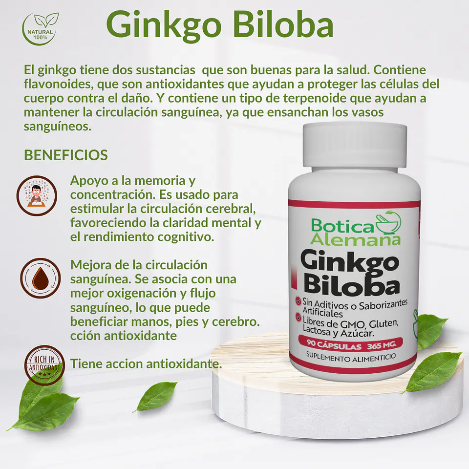 Ginko Biloba, 90 Cápsulas 365 mg 4